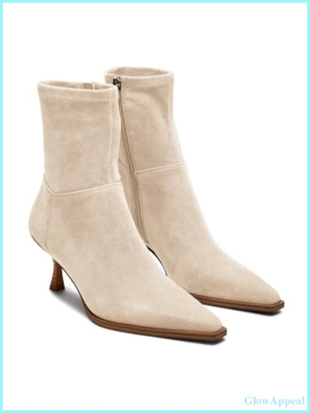 Faux Suede Kitten Heel Ankle Boots Pointed Toe Side Zipper